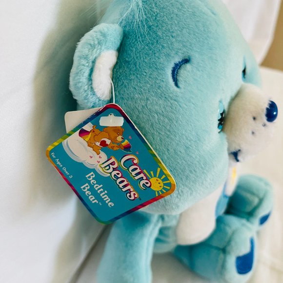 CARE BEARS (Wish Bear) 8" Plush. BLUE/Green. - Picture 6 of 6